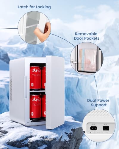 Image of Electactic Compact Mini Fridge, 6L Portable Small Refrigerator for Bedroom | Desktop Fridge with AC /DC, Small Cosmetics Thermoelectric Cooler & Warmer for Skincare, Beverage, Food, Office, Dorm, L-White