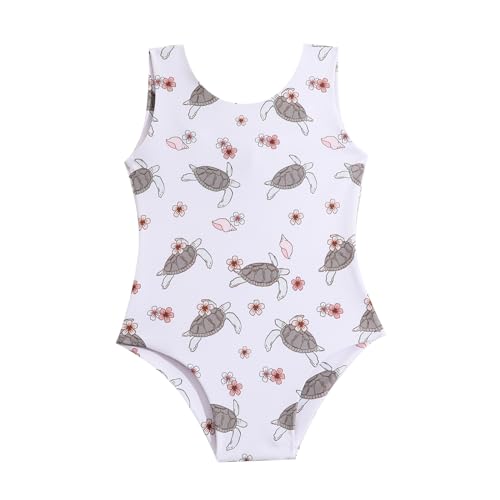 Hoanselay Toddler Infant Baby Girl Swimsuit Clothes One Piece Bathing Suit Floral Sleeveless Summer Swimwear Beach Wear (Turtle Swimsuit, 6-12 Months)