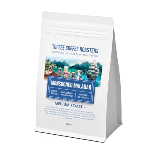 Image of Toffee Coffee Roasters | Monsooned Malabar, Light to medium Roast, 250 g | Grind: Decotion Coffee Maker, Single Origin, 100% Arabica | Speciality Coffee | Freshly Roasted