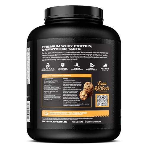 Image of MuscleTech Nitro-Tech Whey Gold Protein Powder | 24 g Protein & 5.4 g BCAAs Per Serving | Supports Lean Muscle & Faster Recovery | Vanilla Cream| 1.72 kg