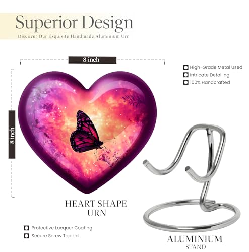 Image of Butterfly Urn Decorative Urn for Funeral 1 Large & 1 Small | Small Keepsake Burial Urns for Human Ashes Adult Female Mom, Memorial Keepsakes for Ashes