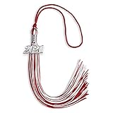 Endea Graduation Mixed Double Color Tassel with Silver Date Drop (Red/White, 2021)