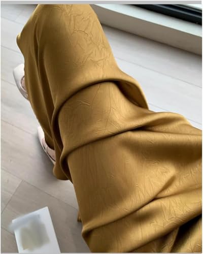 Women Vintage Satin Long Split High Waist Solid A-Line Skirt2