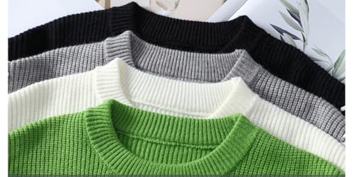 Mens Winter Knit Oversized Sweater Grandpa Striped Sweater Crew Neck Long Sleeve Pullover Jumper3