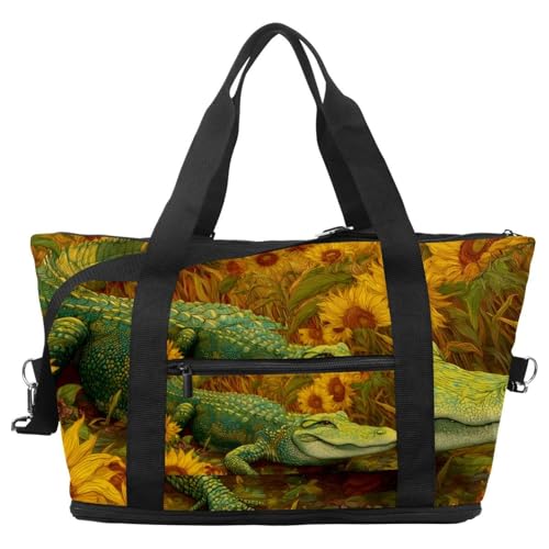 Reisetasche, violetter Dinosaurier, erweiterbar, Wochenendtasche, Übernachtungstasche, wasserdicht, Sport, Fitnessstudio, Krankenhaustasche, Mehrfarbig 15, Eine Größe, Reisetasche