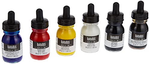 Liquitex Professional Acrylic Ink, 1-Oz (30Ml), Essential Color Set, Set Of 6 #TOP2