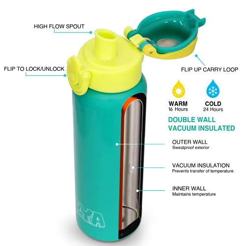 Image of CRYA Zenith 600ML Stainless Steel Water Bottle for Hot and Cold Beverages for Upto 24 Hours, BPA Free and Leakproof Thermosteel Double Walled Insulated Vacuum Thermos Flask (600 ML, Cyan Green)