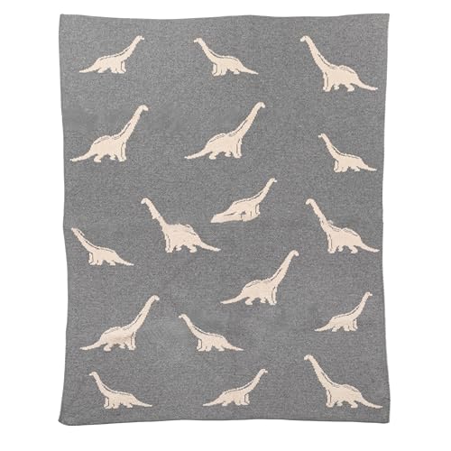 Image of Creative Co-Op Cotton Knit Baby Blanket with Dinosaurs, 40 inch L x 32 inch W