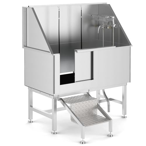 GAOMON-50-Dog-Bathing-StationProfessional-Stainless-Steel-Dog-Washing-Station-for-Large-Dogs-Dog-Grooming-Tub-Bathtub-with-Soap-Box-Removable-RampFaucetWashing-Sink-for-Home GAOMON 50 Dog Bathing StationProfessional Stainless Steel Dog Washing Station for Large Dogs Dog Grooming Tub Bathtub with Soap Box Removable RampFaucetWashing Sink for Home