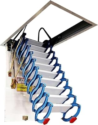 BTURYT Alloy Attic Access Ladder Concertina Loft Ladder Non-Slip Step Folding Attic Stairs Indoor Telescoping Ladder Hidden Ladder