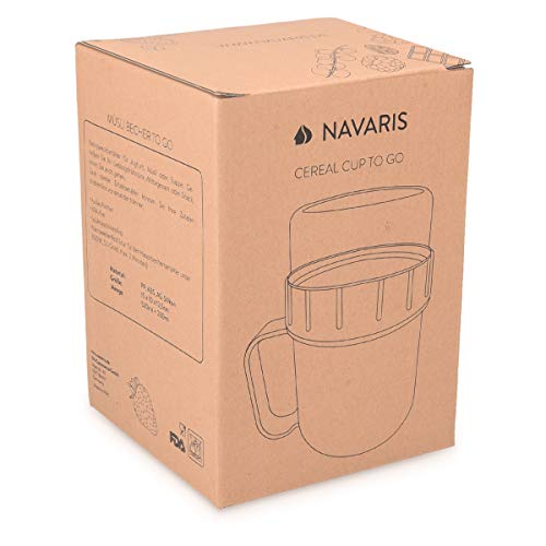 Navaris Taza para muesli to go - Vaso con 2 Partes para Snacks sopas ensaladas Pasta Yogur postres - Apta microondas y… - Imagen 8