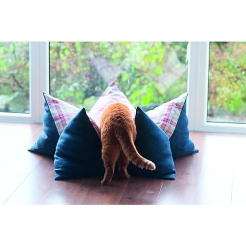 Aumüller Sternenkissen Karo, Beige/Blau - 70 cm - Liegekissen für Hunde und Katzen
