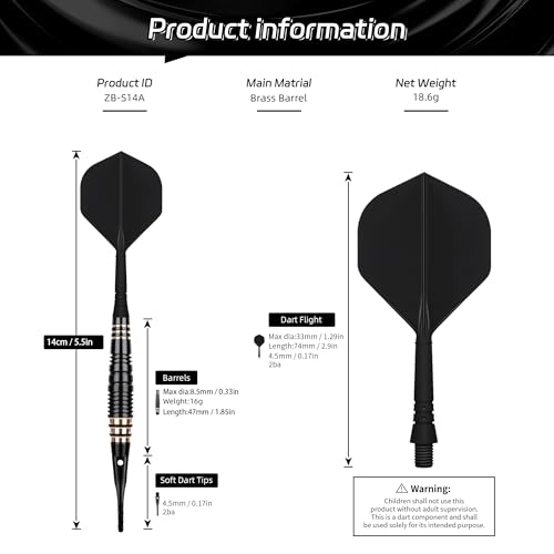 Cyeelife Professional Soft Tip Darts Set 18 Grams With 30 Extra Dart Tips And Gift Storage Box,Darts Plastic Tip thumb #1