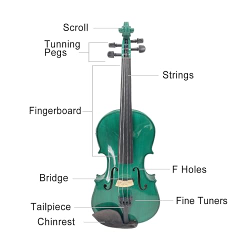 Image of Electric Violin 4 /4 full Size 4 string Acoustic Violin Spruce Maple Ebony Wood with Case, Bow Handmade for Beginners, Students, Professionals (Green)