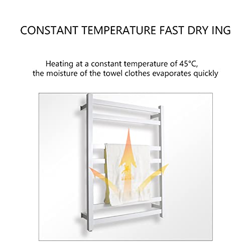 Riel calefactor eléctrico blanco de pared con 7 barras de acero inoxidable 4