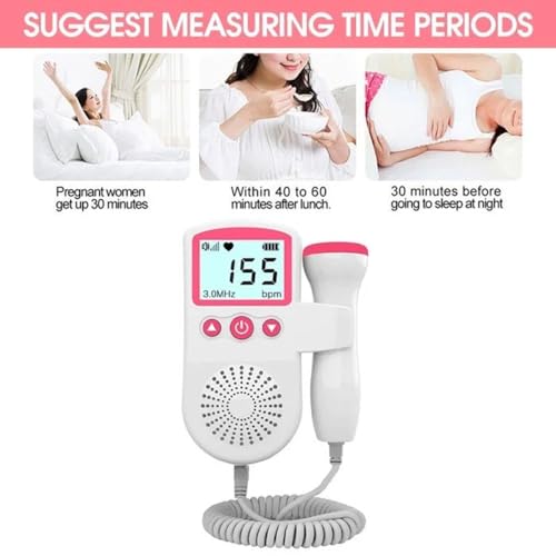 Image of MCP Healthcare Fetal Doppler - Your Portable Companion for Pregnancy: 50-230M Measuring Hz, LCD Display, Pocket Size (Pink)