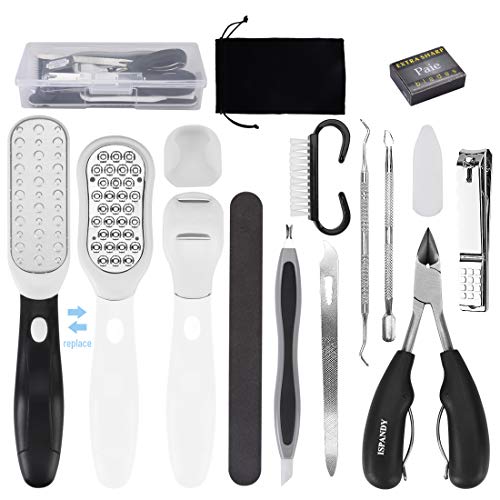 Upgrade Pedicure Kit Professional Foot File Callus Remover Kit with Foot Rasp Hard Skin Remover, Fingernail & Toenail Clippers, Ingrown Toenail Tools, Foot File Set for Wet and Dry Feet