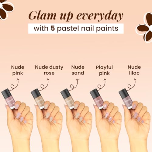 Image of Coloressence Naturally Yours Nail Paint Kit, Set of 5 with FREE Nail Polish Remover | Glossy Finish | Quick Dry | Chip Resistant