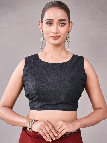 Image of Satrani Women's Crepe Printed Saree with Unstitched Blouse Piece