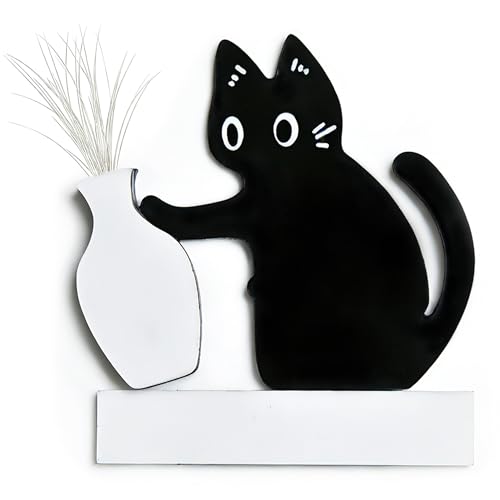 Cat Whisker Holder Keepsake Acrylic Refrigerator Decorations Pet Keepsake Cute Cat Pushing Vase Pet Whisker Collector-1 Pcs