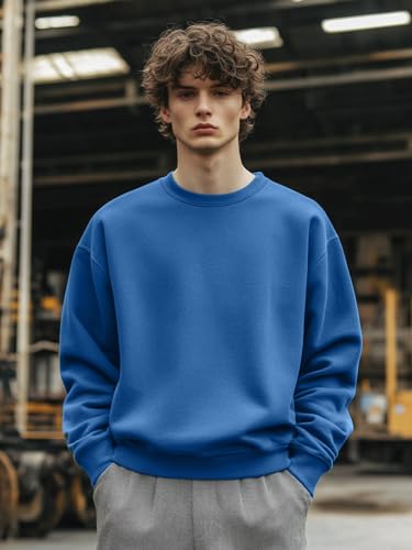 Image of Nobero Oversized Sweatshirts for Man Stylish Crew Neck | 280 GSM Rich Cotton Fleece Solid Oversized Fit Full Sleeve Sweatshirt for Men | Stylish Casual Wear Winter Sweatshirt for Men