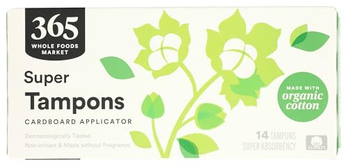 365 by Whole Foods Market, Tampons with Cardboard Applicators, Super Absorbency, Made with Organic Cotton, Unscented, 14 Count - Image 5