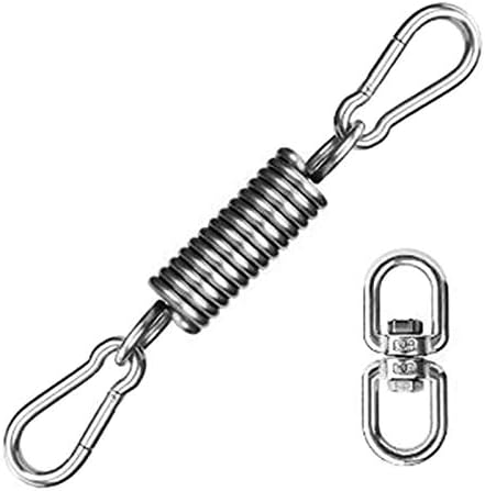 Sfeexun Punching Bag Hanger Set, Stainless Steel Swivel Mount Chain with Carabiners and Spring, 1000lbs Capacity for Heavy Bag, Gym Swing, Trapeze, Hammock (Swivel Hanger with Spring)