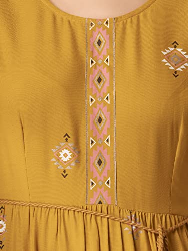 Image of Indya Women's Rayon Floral, Geometric Print Regular Kurta