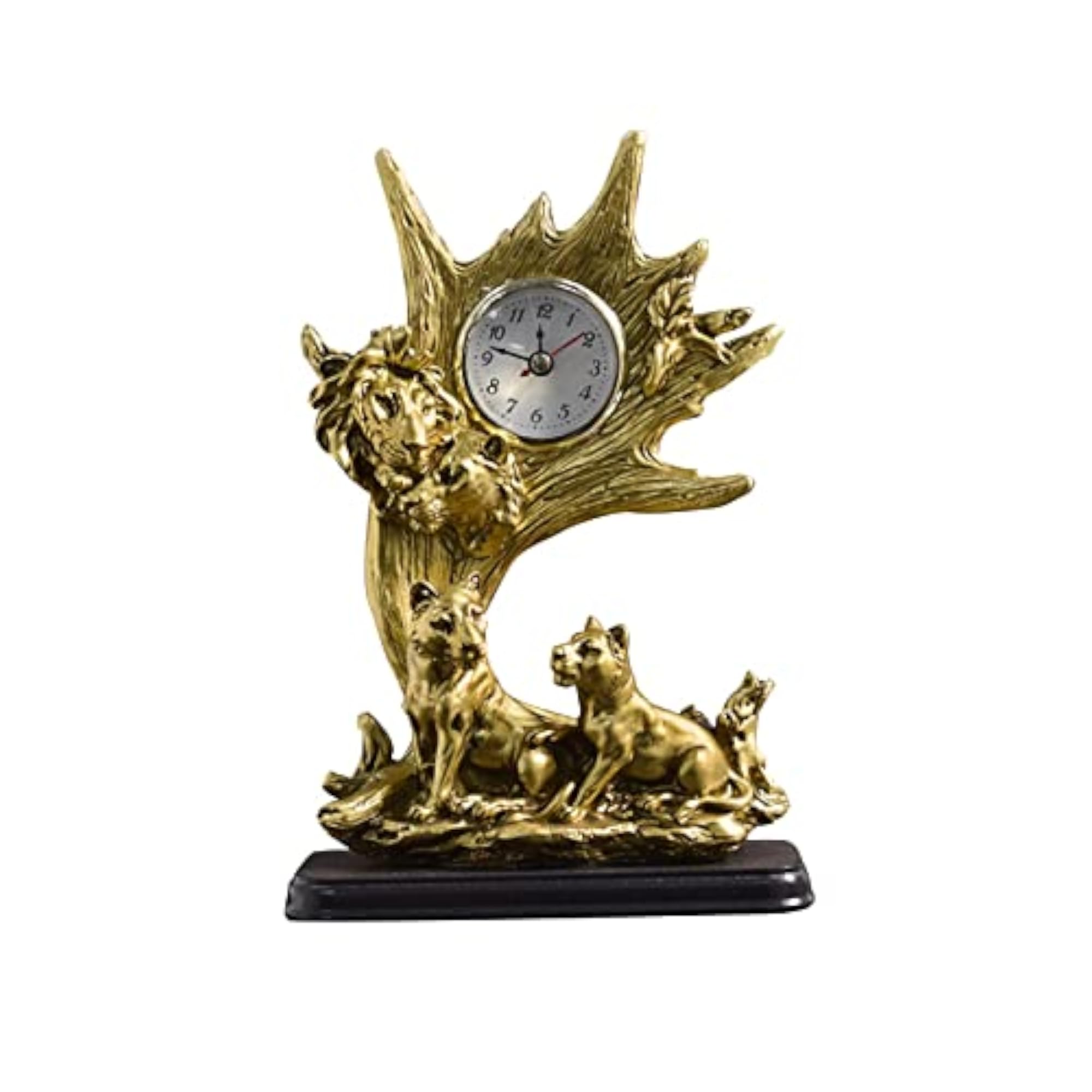 Table Clock Lion Statue for Bedroom Desk