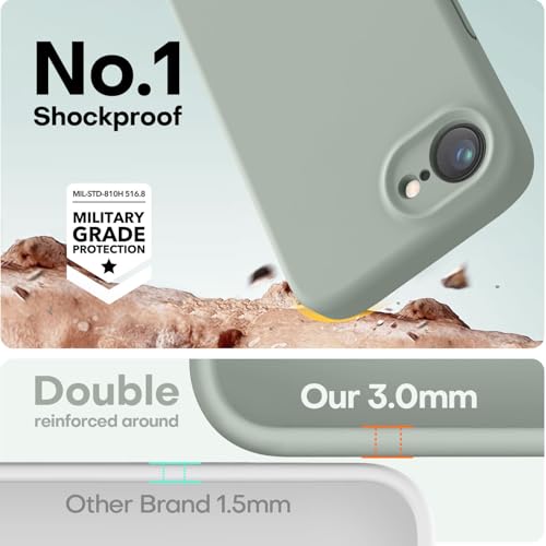 Image of LOVE 3000 Designed for iPhone 16e /17e Case, Premium Silicone with [Soft Anti-Scratch Microfiber Lining] Shockproof Protective Phone Case for Men Women Girls 6.1 inch, Calke Green