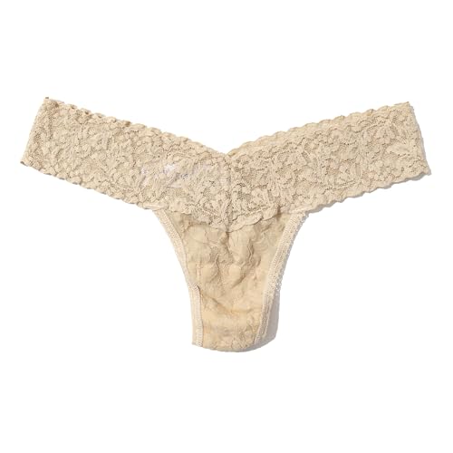 Image of hanky panky - Signature Lace Low Rise Thongs for Women (3 pack) | One Size fits 4-14 | Taupe /Moodstone /Desert Pink | Soft Nylon Stretchy Lace, Underwear Panties