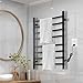 Towel Warmer Heated Towel Bar-Rack - Nopwer Bathroom Wall Mounted Electric Towel Drying Plug-in Matte Black 8 Bars