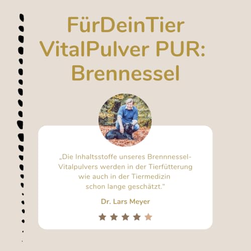 Für Dein Tier VitalPulver Pur | Brennnessel (konz.) (1 x 200 g) | Ergänzung der Fütterung für Hunde, Katzen und Pferde | Pflanzliche Mineralstoffe und Vitamine | Unterstützt Stoffwechsel und Vitalität