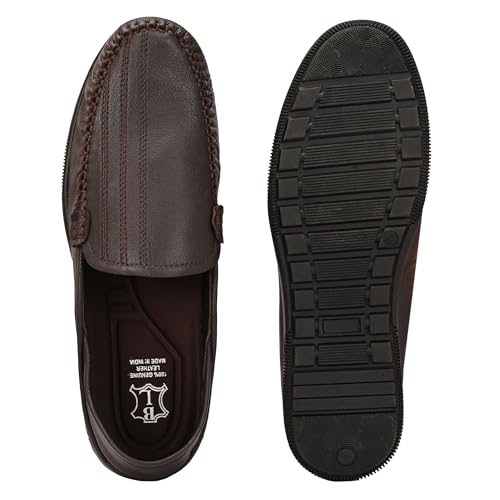 Image of Blue Leather by Centrino Genuine Leather Slip-On Men's Formal Shoe |Stylish with Soft Cushioned Insole |Trendy Non Lace-Up Design |Durable Leather with Anti-Skid Sole | Perfect for Formal Wear (4033)