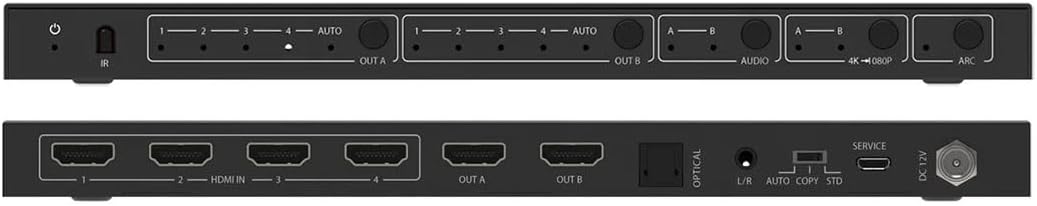 DVDO 4x2 4K HDMI 18Gbps Matrix Switcher with Audio Outputs, Black