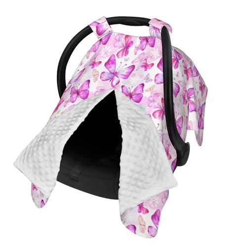 Image of Butterfly Car Seat Canopy Cover Multi Use Nursing Cover for Newborn Car Seat Canopy Mom Nursing Breastfeeding Covers Newborn Shower Gifts