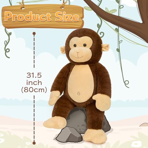Image of BENINY 30 inch Giant Plush Monkey - Super Soft & Huggable Stuffed Animal, Cuddly Toy & Pillow for Kids & Adults, for Bedtime & Playtime