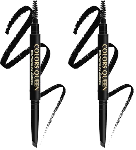 Image of Colors Queen Brow Master Eyebrow Definer Pencil with Spoolie | Natural Looking Brows | Smudge Proof, Waterproof and Long Lasting (Black) (Pack of 2)