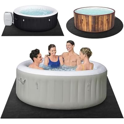 TIXANF 90 * 90 Inch Hot Tub Mat, Inflatable Hot Tub Pad Outdoor Indoor, Water-Absorbent Anti-Slip Portable Spa Pool Accessories for Protect The Hot Tub Pool from Wear