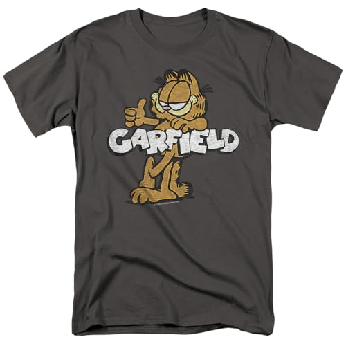 Popfunk Garfield Retro GARF Unisex Adult T-Shirt - Charcoal - Medium