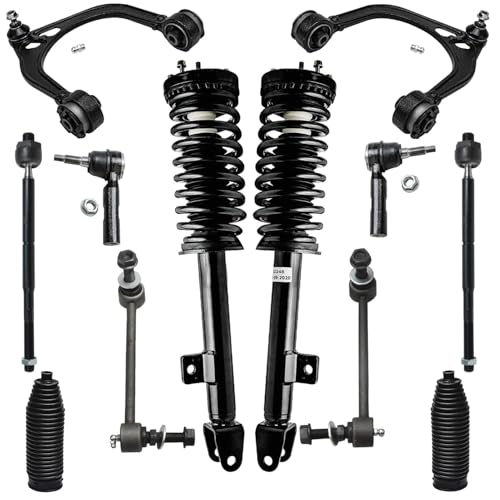 Image of Detroit Axle - 12pc RWD Front End Suspension Kit for Chrysler 300, Dodge Charger Magnum, 2 Upper Control Arms 2 Sway Bar Links 4 Outer Inner Tie Rods 2 Struts 2 Boots Replacement Ready Struts Shocks