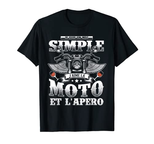 Homme Je Suis Un Mec Simple J'aime La Moto & L'apéro Moto Motards T-Shirt Cover