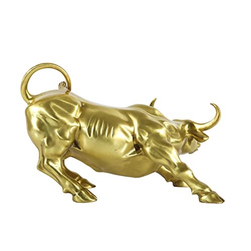 Nileebuker Large Golden Wall Street Bull Statue Sculpture Famous Animal Art Office Decor (17" Lx11.8 Wx11 H) #TOP3