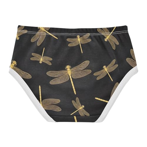 Cotton Toddler Underwear Floral Elegant Golden Dragonflies Black Cute Panties Girl Personalized Kids Undies Briefs 2t2