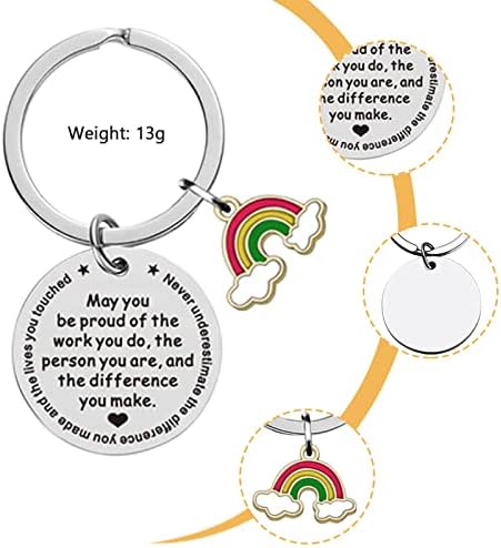Thank You Card with Keyring, Leaving Presents for Colleagues Thank You Teacher Gift, Thank You Card with Envelopes Stainless Rainbow Keychain for for Thanksgiving Wedding Teaching Christmas Gifts,6pcs