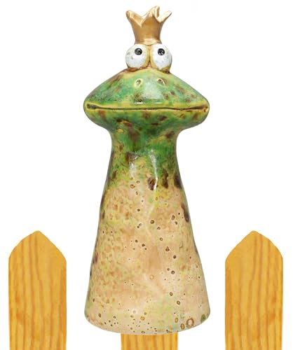B2S BACK2SEASON Zaunfigur Froschkönig mit Krone Zaundeko Zaunhocker...