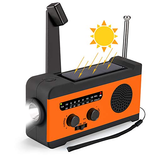 CrazyFire 防災ラジオ 大容量2000mA防災ソーラーラジオ SOSアラート手回しラジオ AM/FM 携帯ラジオ ラジオライト USB手回し発電 ソーラー充電 給電式ラジオ携帯充電器iPhone Android 全スマホ充電対応可能 多機能 震災