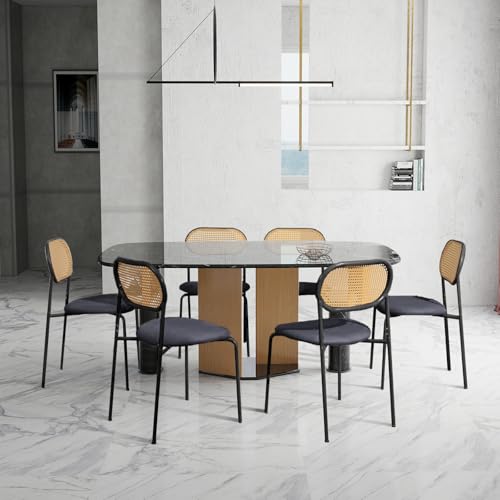 Silla De Ratán Para Comedor, Juego De 6, Sillas De Comedor Con Respaldo Silla De Cocina, Silla De Comedor, Silla De Comedor, Cómoda Silla Auxiliar Con Patas Para Salón Negro A, 6 Unidades Silla De Ratán Para Comedor, Juego De 6, Sillas De Comedor Con Respaldo Silla De Cocina, Silla De Comedor, Silla De Comedor, Cómoda Silla Auxiliar Con Patas Para Salón Negro A, 6 Unidades