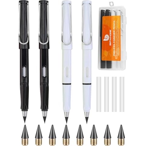 Infinity Forever Pencil Christmas Gifts - 0.7mm Infinite Everlasting Metal Inkless Pencils Set with Eraser, No Need Sharpened, Replace Mechanical Pen for Sketch, Drawing and Writing（With Pen Case） Cover