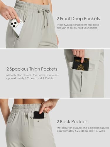 KWZ Womens Cargo Pants Lightweight Hiking Pants 27" Inseam Light Grey M — view 4